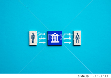 Bank or government state is an intermediary between people. Courts and justice. Institution Management. Communication and the functioning of economic relations between entities, regulatory services. 94894713