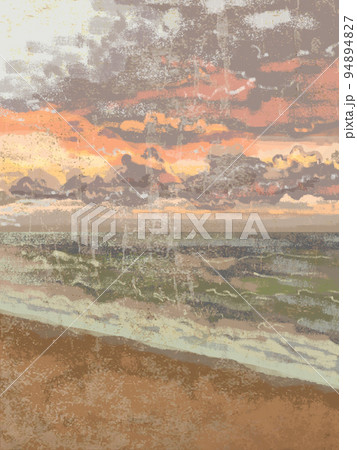 Modern Boho Sea Beach with Waves Art Print. Abstract Minimal Background. Bohemian printable wall art, boho poster, pastel abstract art, landscape drawing, sea painting. Abstract Arrangements Modern Boho Sea Beach with Waves Art Print. Abstract Minimal Background. Bohemian printable wall art, boho poster, pastel abstract art, landscape drawing, sea painting. Abstract Arrangements 94894827