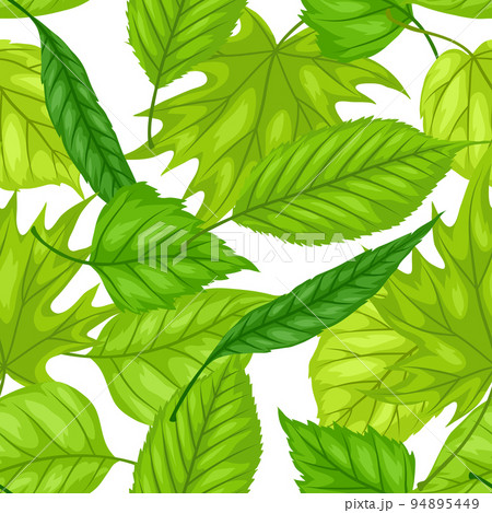 Seamless pattern with spring leaves. Beautiful decorative foliage. Seamless pattern with spring leaves. Beautiful decorative foliage. 94895449