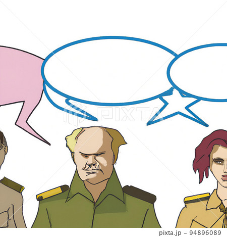 people talking about war with empty text comic strip cartoon style people talking about war with empty text comic strip cartoon style 94896089