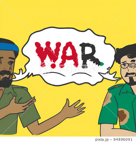 people talking about war with empty text comic strip cartoon style people talking about war with empty text comic strip cartoon style 94896091