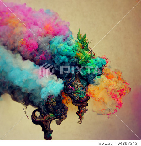 Abstract design of a dust cloud. Colorful rainbow of dust particles on colorful background. Abstract design of a dust cloud. Colorful rainbow of dust particles on colorful background. 94897545
