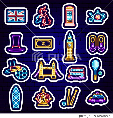 Great Britain Neon Stickers Great Britain Neon Stickers 94898097