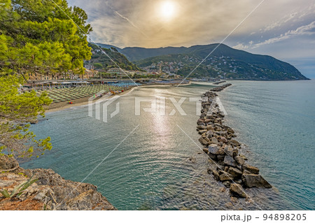 View over the main beach of Moneglia on the Ligurian coast View over the main beach of Moneglia on the Ligurian coast 94898205