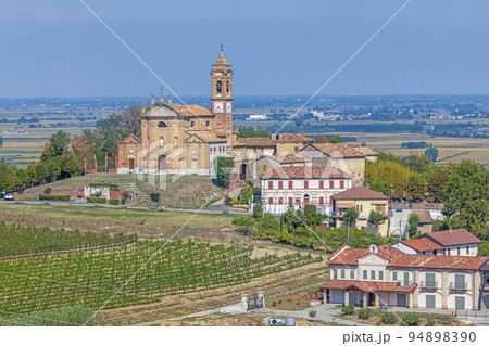 View of the village church of Camino in the Italian province of Piedmont View of the village church of Camino in the Italian province of Piedmont 94898390