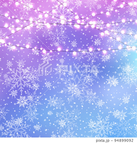 Winter snowfall and snowflakes on light blue background. Xmas and New Year background. Vector Winter snowfall and snowflakes on light blue background. Xmas and New Year background. Vector 94899092
