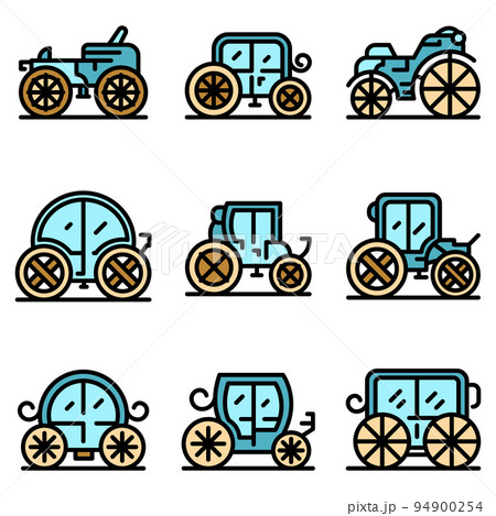 Brougham icons set. Outline set of brougham vector icons thin line color flat on white 94900254