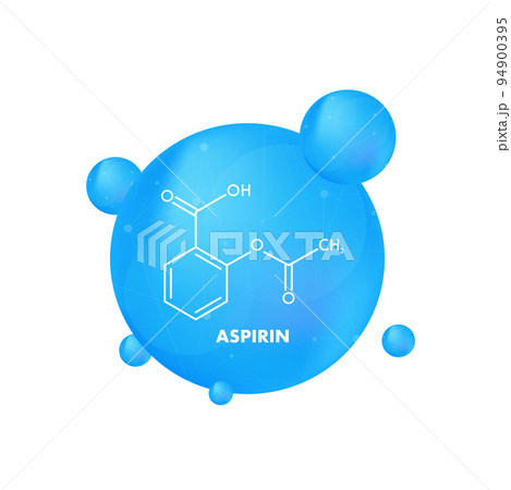 Acetylsalicylic, aspirin concept chemical formula icon label, text font vector illustration Acetylsalicylic, aspirin concept chemical formula icon label, text font vector illustration 94900395