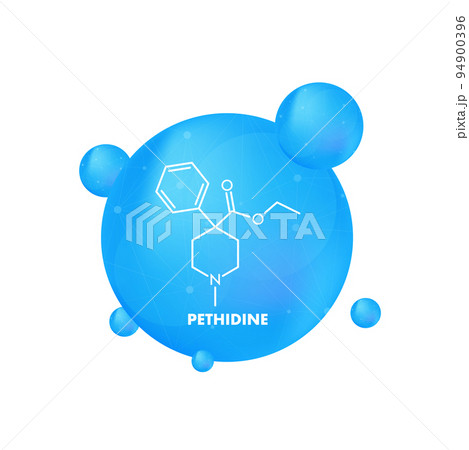 Pethidine concept chemical formula icon label, text font vector illustration 94900396