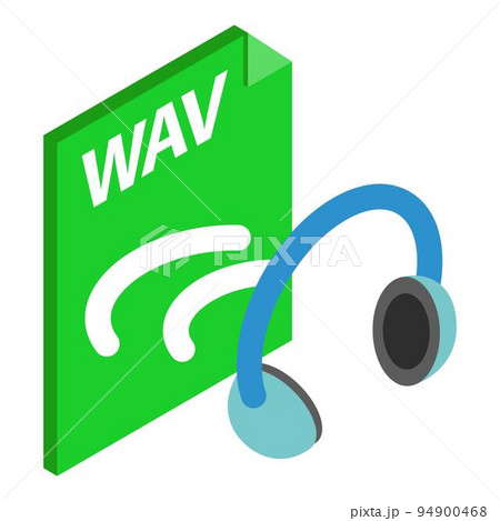 Wav file icon. Isometric illustration of wav file vector icon for web Wav file icon. Isometric illustration of wav file vector icon for web 94900468