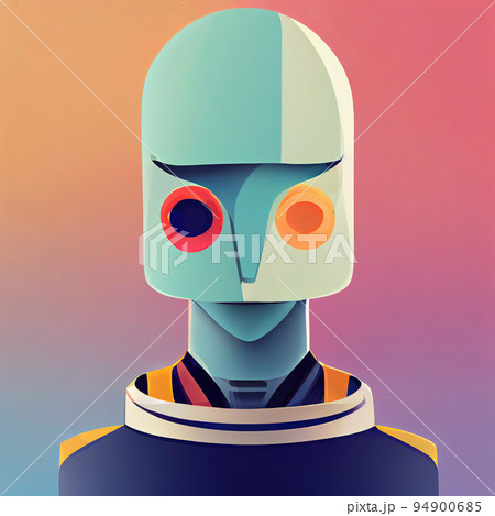Space cyborg humanoid character flat illustration. Stylized portrait of an alien robot. Digital illustration. Space cyborg humanoid character flat illustration. Stylized portrait of an alien robot. Digital illustration. 94900685