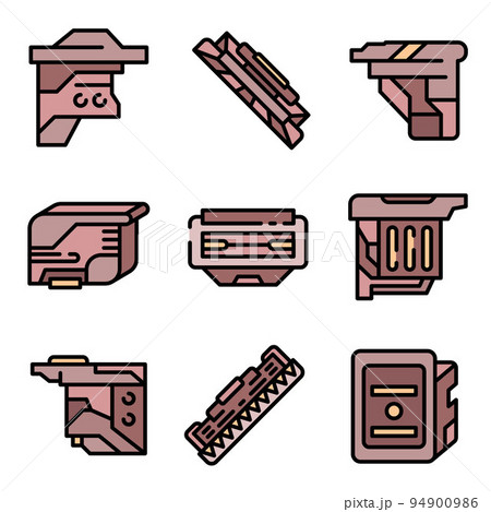 Cartridge icons set. Outline set of cartridge vector icons thin line color flat on white 94900986