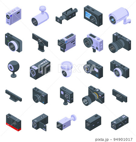 Camcorder icons set. Isometric set of camcorder vector icons for web design isolated on white background Camcorder icons set. Isometric set of camcorder vector icons for web design isolated on white background 94901017