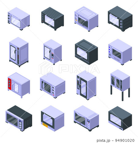 Convection oven icons set. Isometric set of convection oven vector icons for web design isolated on white background 94901020