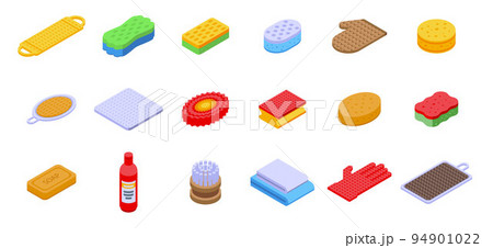 Washcloth icons set. Isometric set of washcloth vector icons for web design isolated on white background 94901022