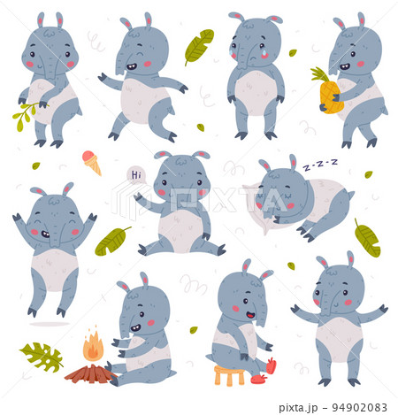 Cute Tapir Animal with Proboscis Engaged in Different Activity Vector Set Cute Tapir Animal with Proboscis Engaged in Different Activity Vector Set 94902083