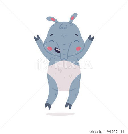 Cute Grey Tapir Animal with Proboscis Jumping with Joy Vector Illustration Cute Grey Tapir Animal with Proboscis Jumping with Joy Vector Illustration 94902111