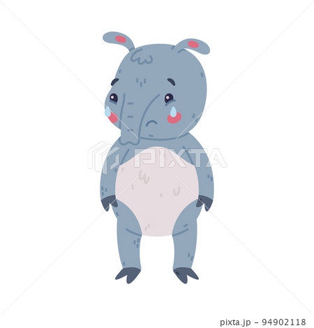 Cute Grey Tapir Animal with Proboscis Standing and Crying Vector Illustration 94902118