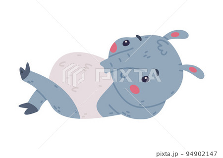 Cute Grey Tapir Animal with Proboscis Lying and Smiling Vector Illustration Cute Grey Tapir Animal with Proboscis Lying and Smiling Vector Illustration 94902147