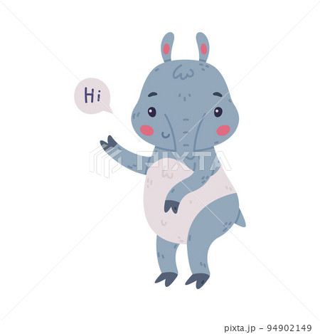 Cute Grey Tapir Animal with Proboscis Saying Hi Greeting Vector Illustration Cute Grey Tapir Animal with Proboscis Saying Hi Greeting Vector Illustration 94902149