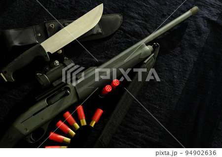 Weapon on black cloth 94902636