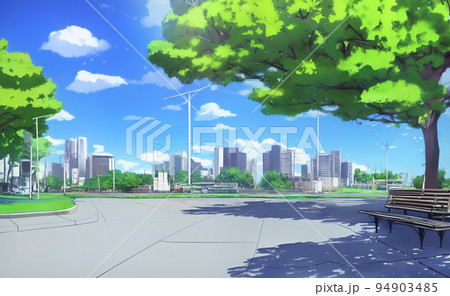 都会の広場とベンチ2 94903485