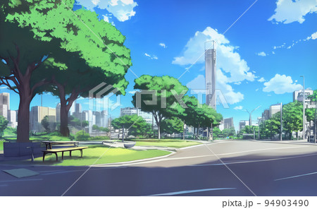 都市部の公園前通り 都市部の公園前通り 94903490