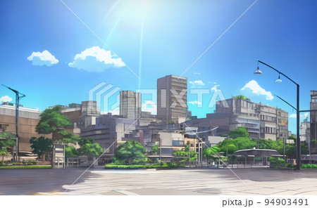 都市部の公園前通り2 94903491