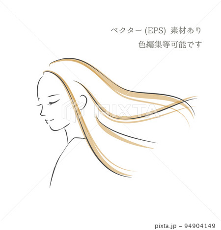 うつむき微笑む女性イラスト / ベクター素材 うつむき微笑む女性イラスト / ベクター素材 94904149