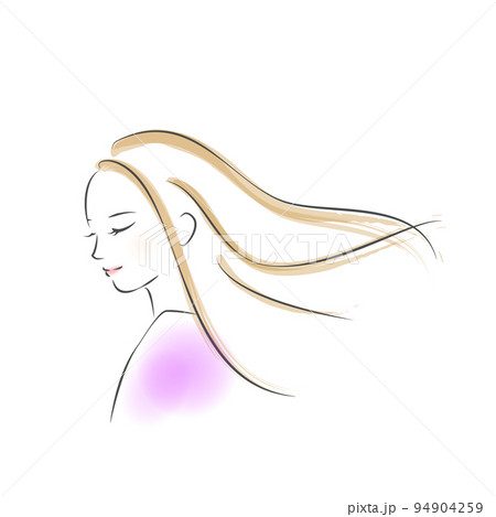 うつむき微笑む女性イラスト うつむき微笑む女性イラスト 94904259