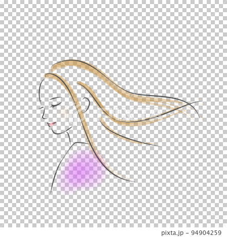 うつむき微笑む女性イラスト うつむき微笑む女性イラスト 94904259