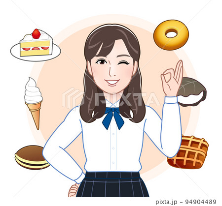 若い女性とスイーツ 94904489