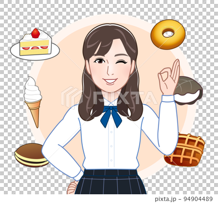 若い女性とスイーツ 94904489