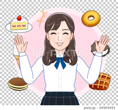 若い女性とスイーツ 94904493