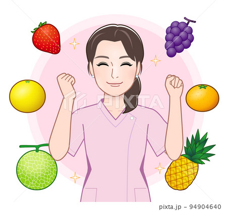 フルーツと若い女性 フルーツと若い女性 94904640