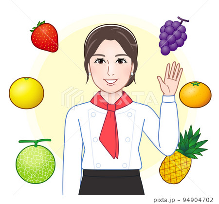 フルーツと若い女性 94904702