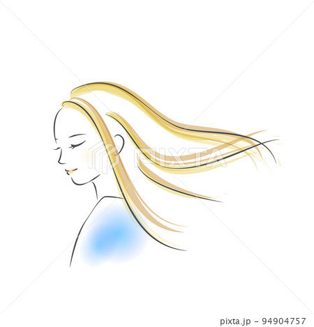 うつむき微笑む女性イラスト うつむき微笑む女性イラスト 94904757