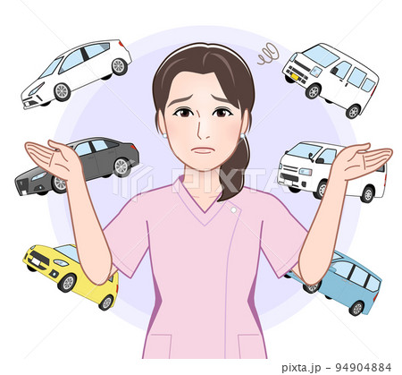 車と看護師の女性 車と看護師の女性 94904884
