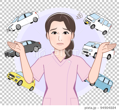 車と看護師の女性 車と看護師の女性 94904884