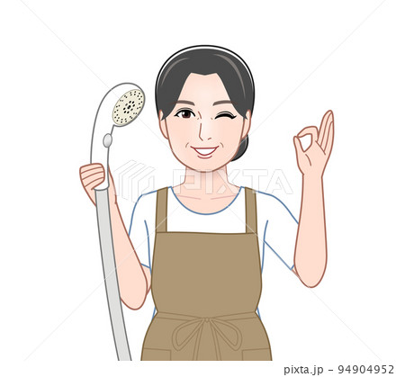 お風呂掃除をしている女性 94904952