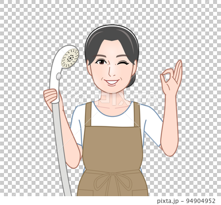 お風呂掃除をしている女性 94904952