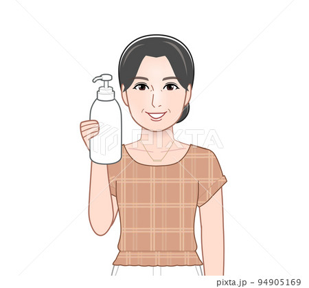 シャンプーを持った若い女性 シャンプーを持った若い女性 94905169