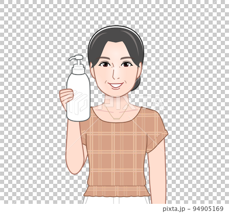 シャンプーを持った若い女性 シャンプーを持った若い女性 94905169