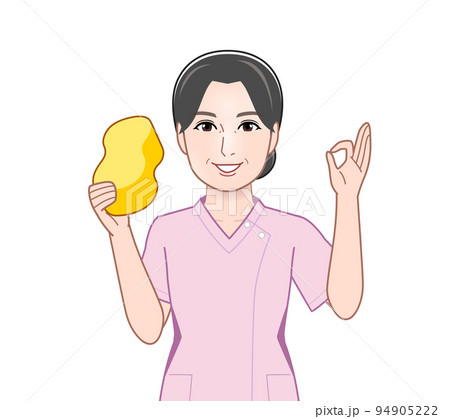 スポンジを持った若い女性 スポンジを持った若い女性 94905222
