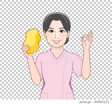 スポンジを持った若い女性 スポンジを持った若い女性 94905222