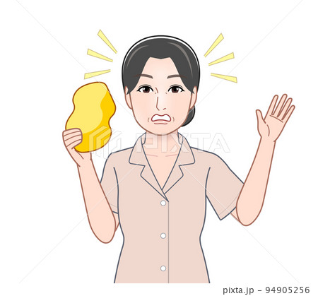 スポンジを持った若い女性 スポンジを持った若い女性 94905256