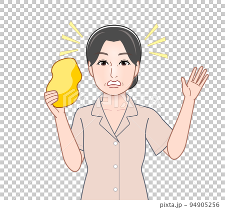 スポンジを持った若い女性 スポンジを持った若い女性 94905256
