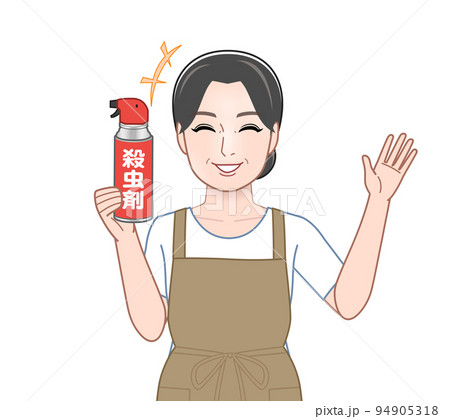 殺虫剤を持った若い主婦 94905318