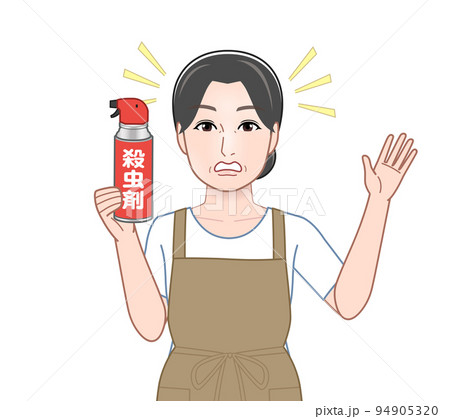 殺虫剤を持った若い主婦 94905320