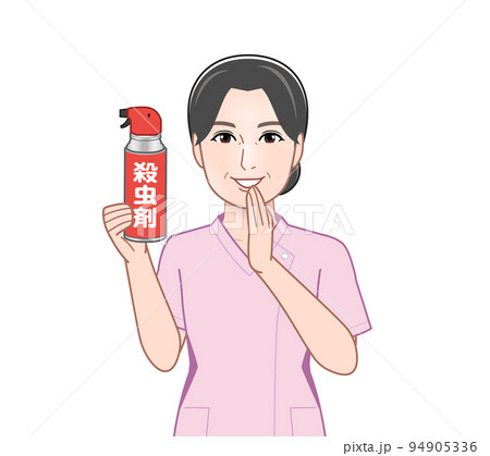 殺虫剤を持った若い主婦 94905336